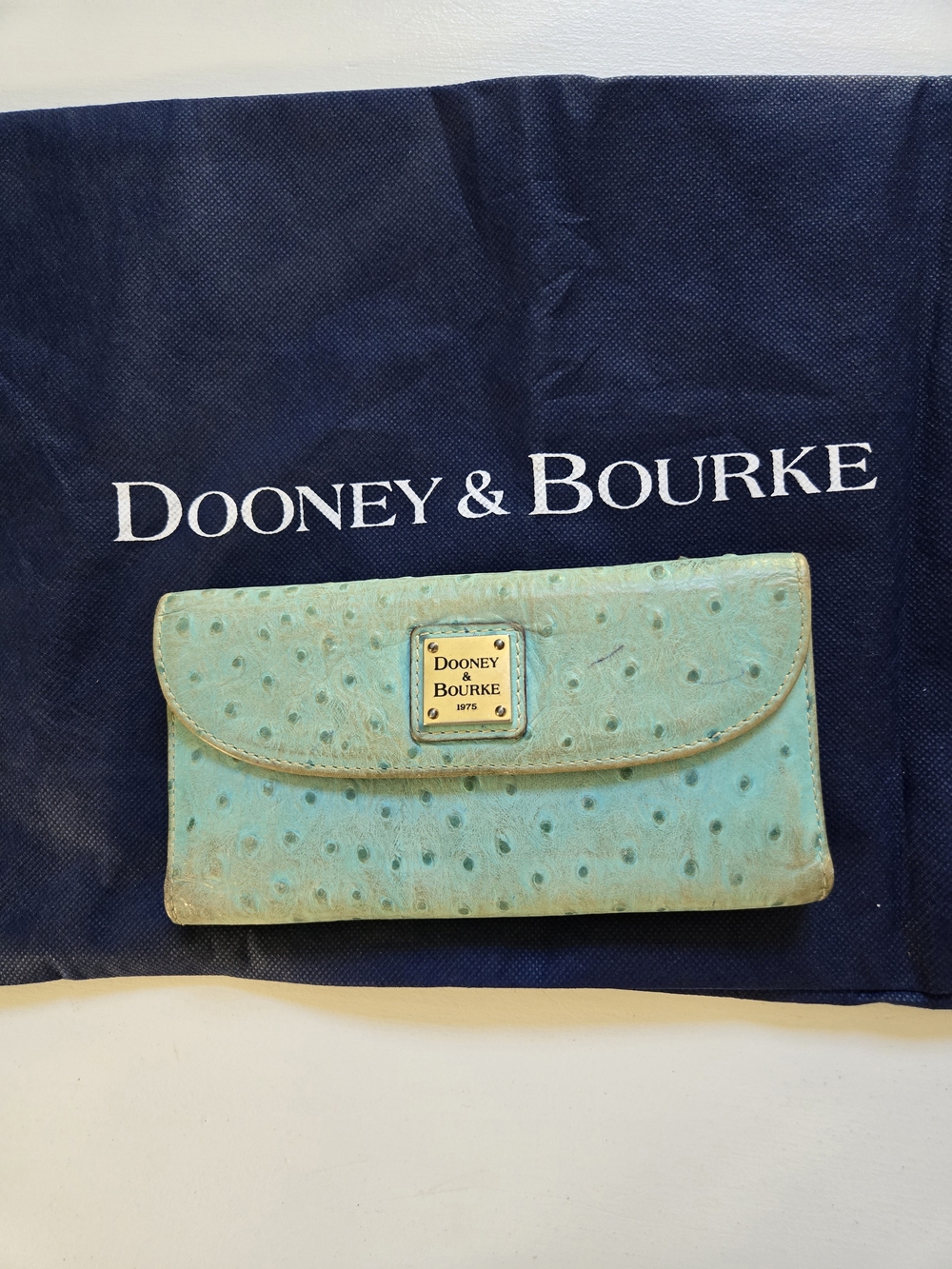Dooney & Bourke Turquoise Ostrich-Textured Continental Wallet